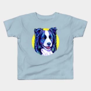 Colorful Border Collie Dog Kids T-Shirt